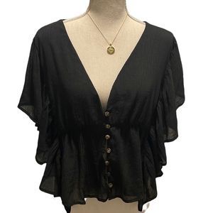 Wishlist Boho Black Cropped Blouse